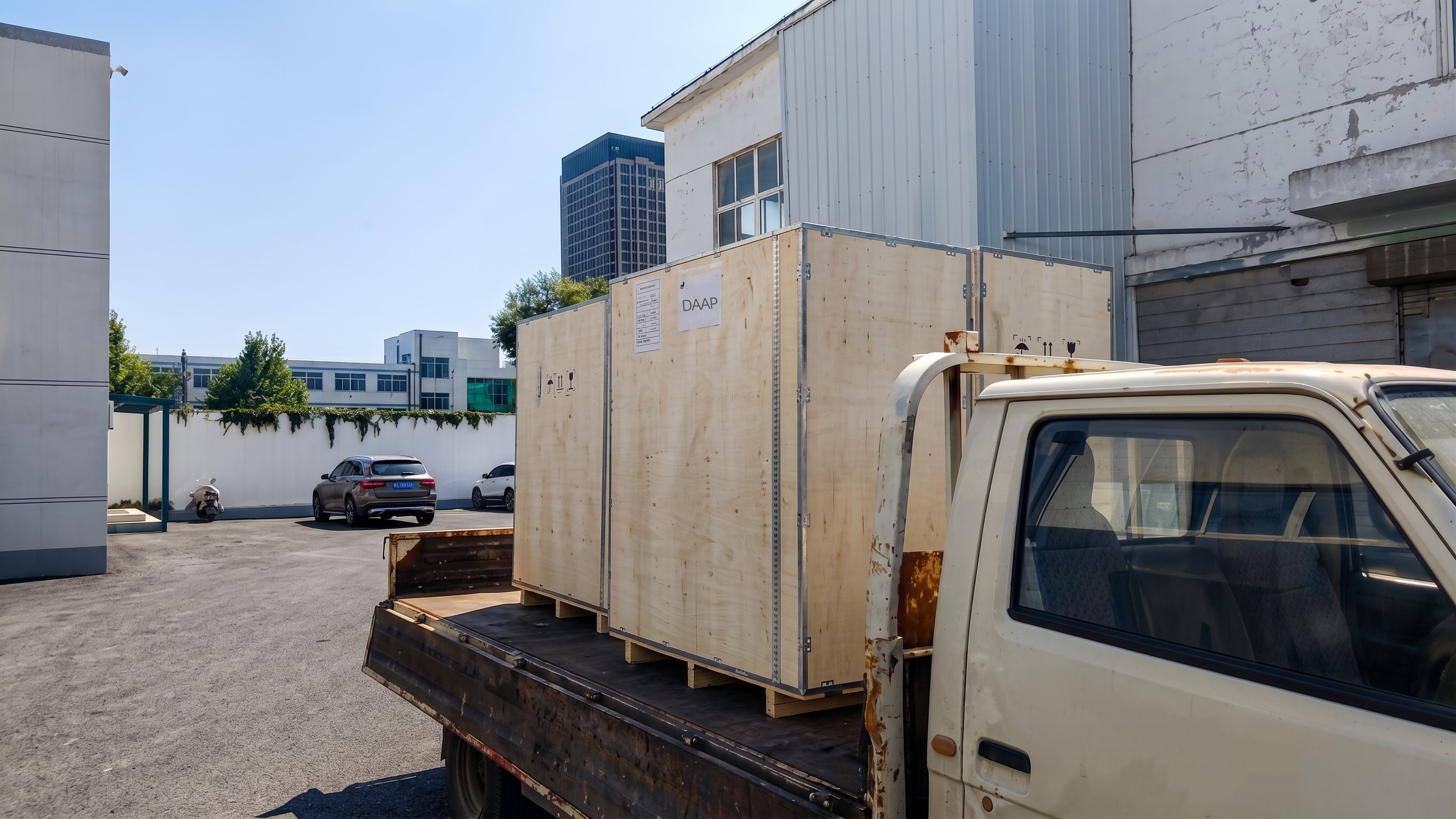 DAAP tape applicators and paper counting machine crated in plywood for export